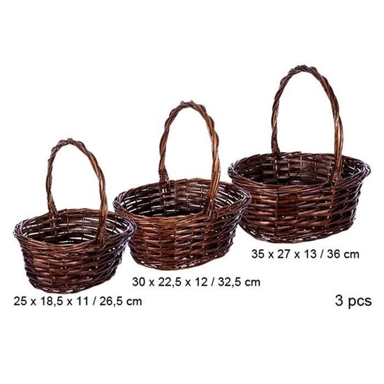 Lot 2 Paniers Osier Fille Mariage – Fait Main – Avec Anse – 16x20 Cm – Pour Fête Et Déco
