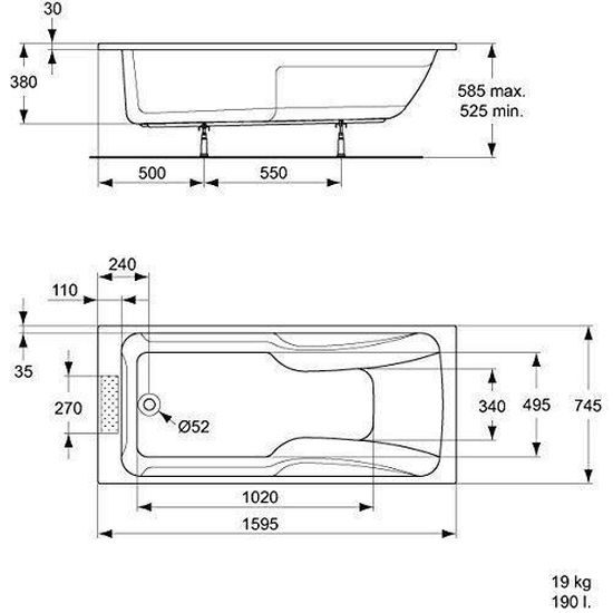 Ideal Standard Baignoire A Encastrer Kheops 3 180x80cm En