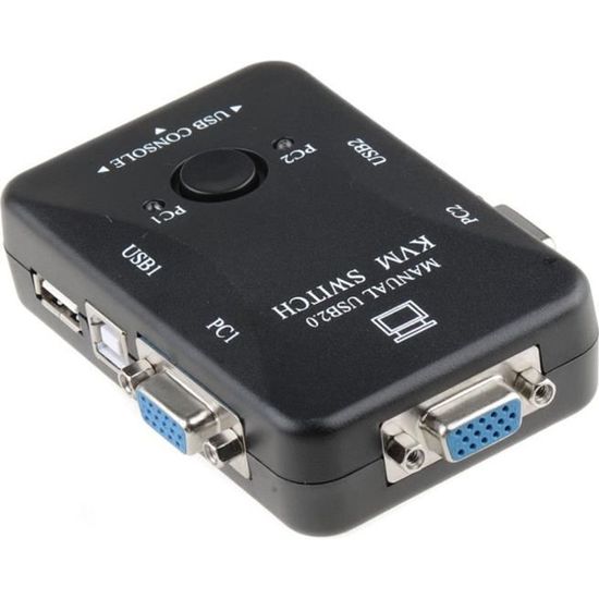 2 Port USB VGA KVM Switch Box pour Clavier Souris Moniteur Partage 2 Port USB VGA KVM Switch Box pour Clavier Souris Moniteur Partage