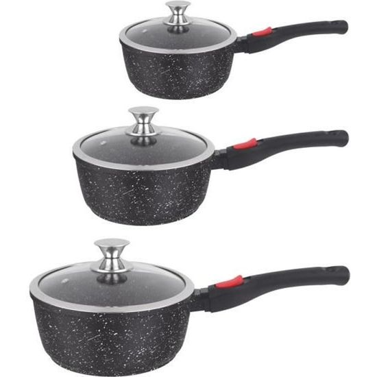 Set 3 Casseroles Kamberg - Fonte Aluminium - Revêtement Pierre - Induction