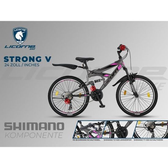 Licorne Bike Vélo VTT 26" Premium Vélo [24, Anthracite/Rose]