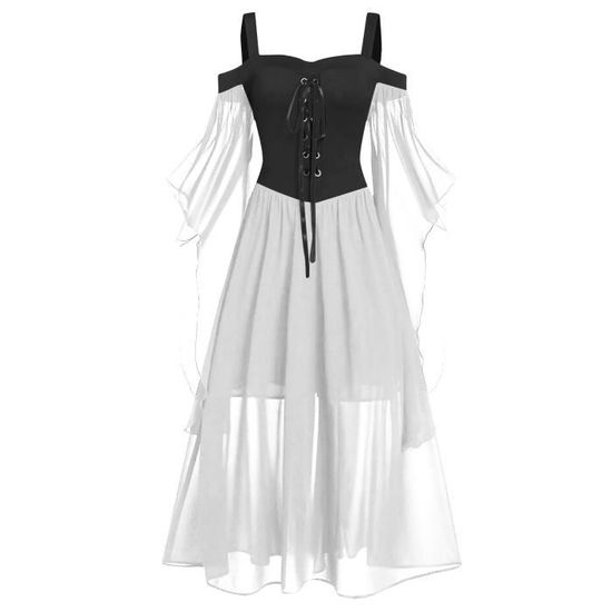 Déguisement Y2K Robe Asymétrique à Épaules dénudées Costume Noir