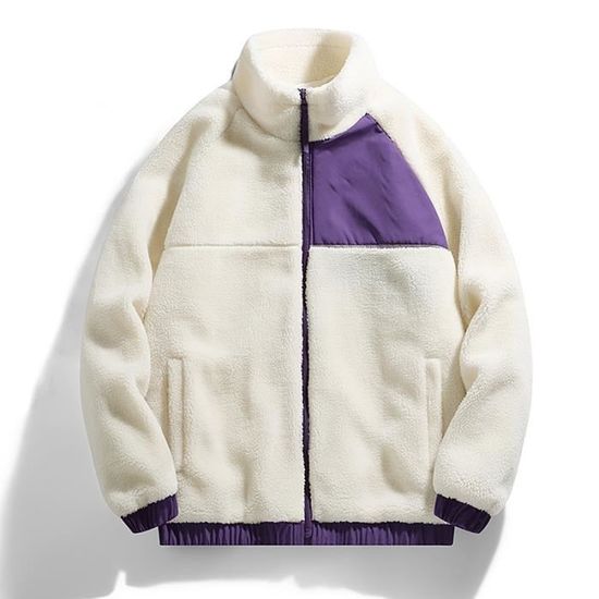 AEGJEGVD Veste Polaire Femme Chaude à Capuche Zippée - Manteau Laine Épaisse Fourrure Hiver - Blouson Confortable Bloc Couleur