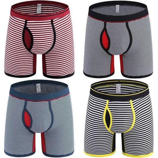 Lot De 4 Boxers Homme Rayés - Taille élastique Grand - 95% Polyester - Neuf Avec étiquettes