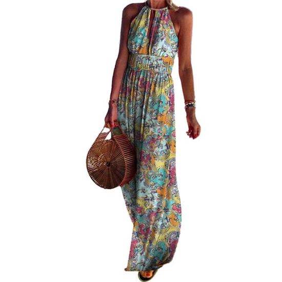 Robe Longue D'Été LIZZY & COCO Modèle TOYA - Taille L (FR44), Multicouleur, Microfibre, Neuve Sans étiquette