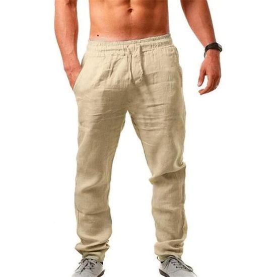 Pantalon Homme Cargo Chino Jogging - 98% Coton, Taille élastique à Cordon, Coupe Slim Décontractée - 5