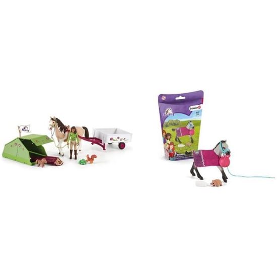 Schleich Horse Club - Figurine Aventures Au Camping Avec Sarah Et Son Cheval
