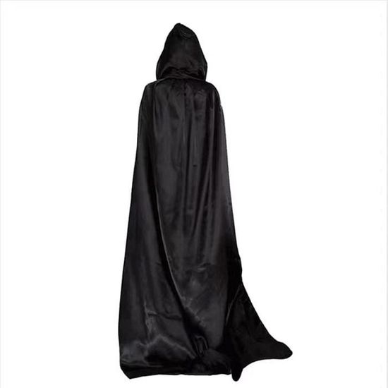 Cape D'Halloween Longue Avec Capuche - Satin Noir Ou Bronzage - Parfaite Pour Cosplay Vampire, Sorcière, Fêtes