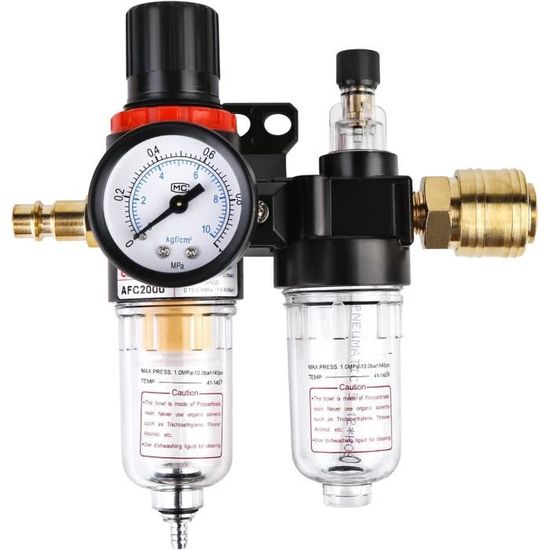 Régulateur De Pression D'Air Avec Filtre Et Séparateur Humidité Pour Outils Pneumatiques - Manomètre Pistolet Air