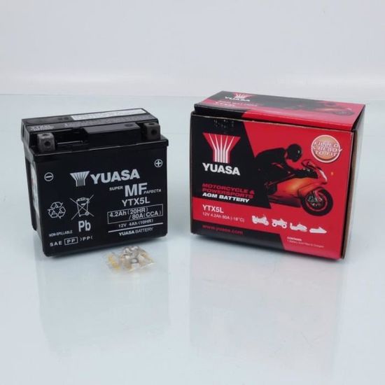 CranQ YTX5L-BS Batterie Moto/Quad AGM 12V 90 A 5Ah 113 x 70 x 107