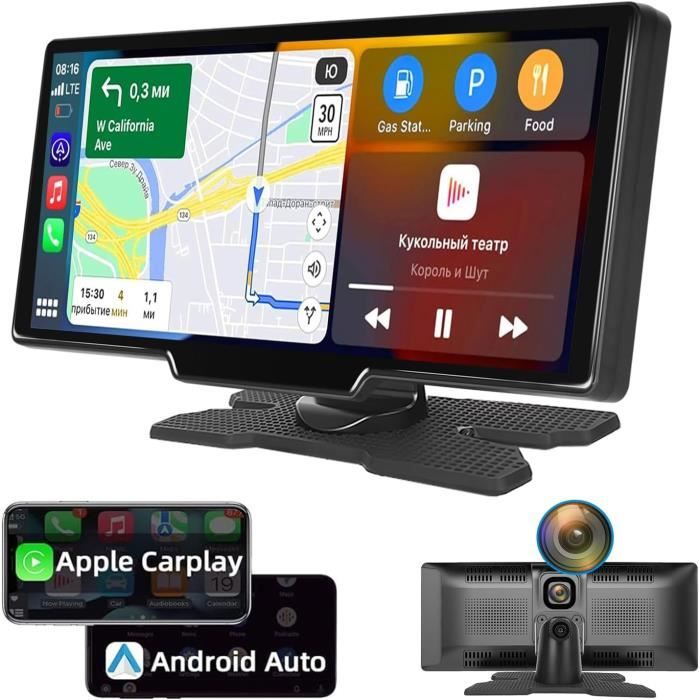 Volam 9 Pouces Ecran Carplay Voiture avec Dashcam Avant 4K, Caméra de Recul 1080P, Autoradio