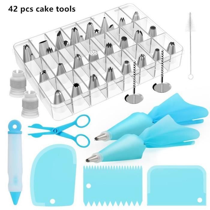 42Pcs Douille Poche à Douille Pâtisserie Kit Décoration de Gâteaux Crème DIY Ustensiles Kit Pour Décorer Gâteau Layer Cake