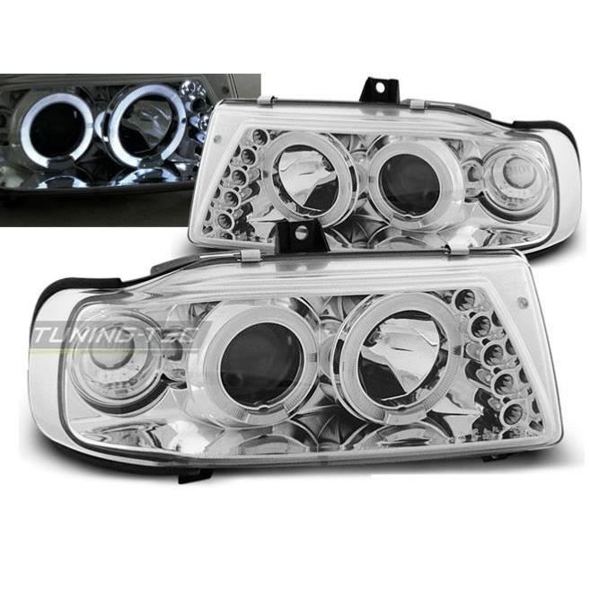 Paire de feux phares VW Polo 6N 94-99 angel eyes chrome-35106063