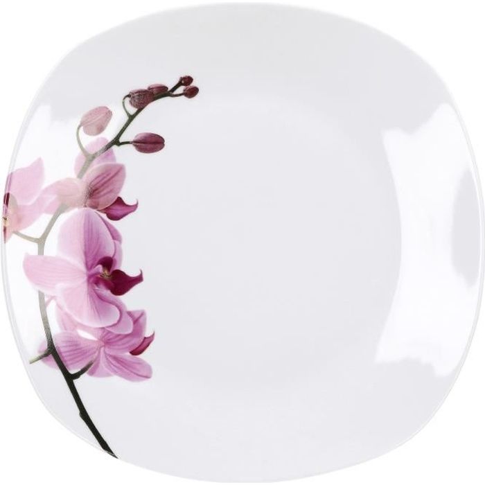 Assiette plate Van Well Kyoto, 250 x 250 mm, assiette menu, grande assiette plate, assiette de service, plats en porcelaine, décor