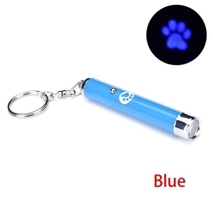 Jouet de chat d'animal familier, stylo léger de pointeur de laser de LED avec Animation d'empreinte de chat(Bleu)
