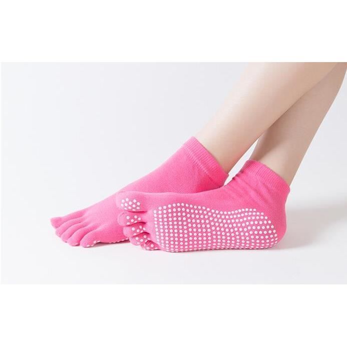 Accessoires Fitness - Musculation,5 paire-lot femmes Yoga chaussettes antidérapant dames Massage - Type A-Rose Red-One Size (34-39)