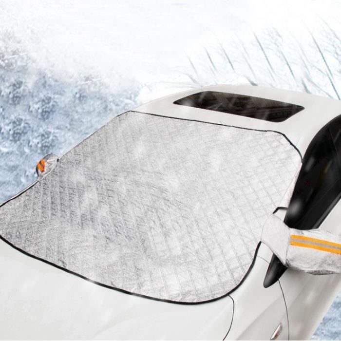 Housse de pare-brise de voiture, utilisable en hiver et en été, Bâche universelle de Voiture avec 9 aimants (240X166cm)