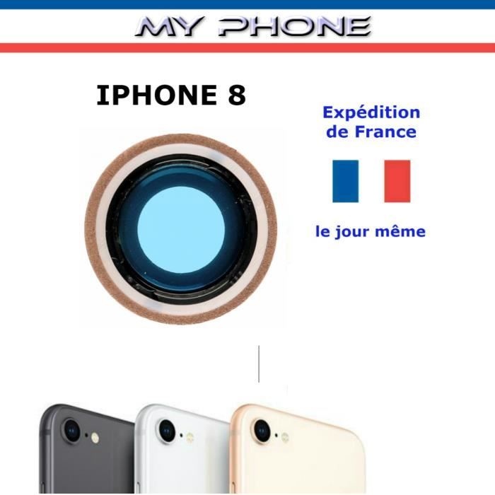 MY PHONE : Vitre Cache Camera IPHONE 8 OR - GOLD Lentille Photo Arrière