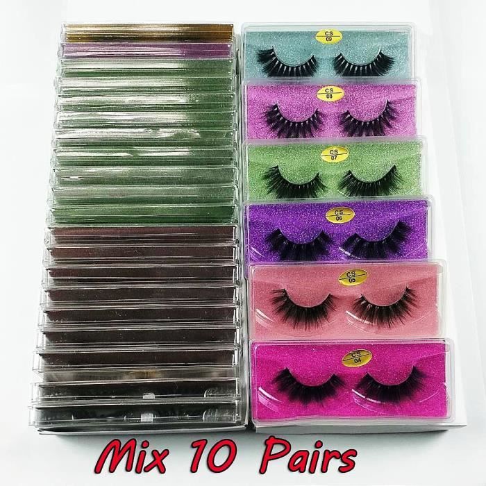 Maquillage,Lot de faux cils en vison naturel 3d,30-50-100 paires,pour maquillage,vente en gros - Type Mix 10 pairs