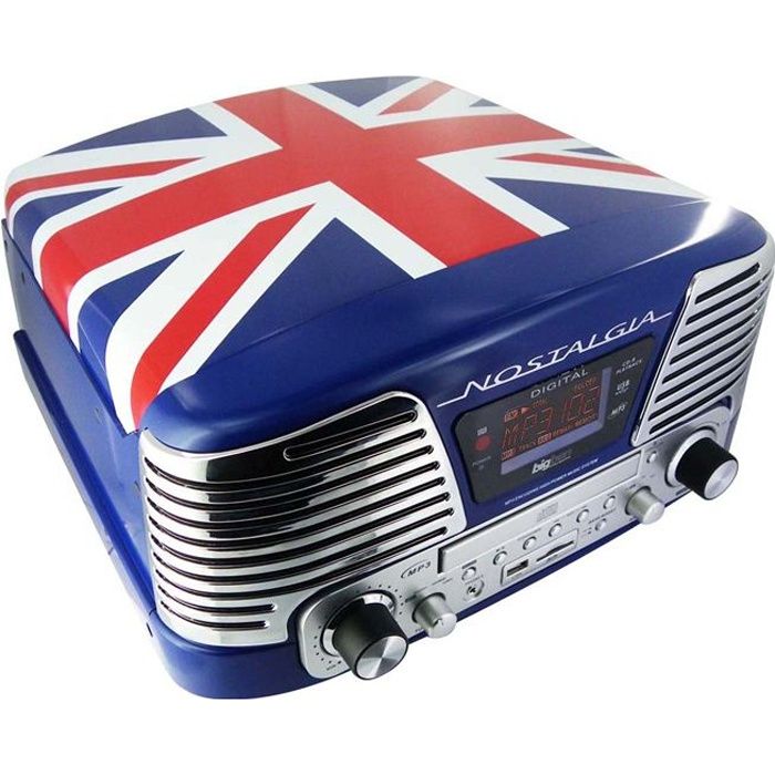 PLATINE TOURNE DISQUES 3 VITESSES DRAPEAU ANGLAIS