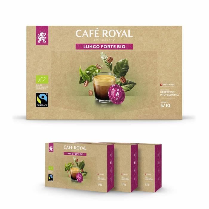 CAFE ROYAL PRO - 150 CAPSULES COMPATIBLES NESPRESSO PRO® - LUNGO FORTE BIO - 3 Boites de 50 Capsules Compatibles Nespresso Pro®