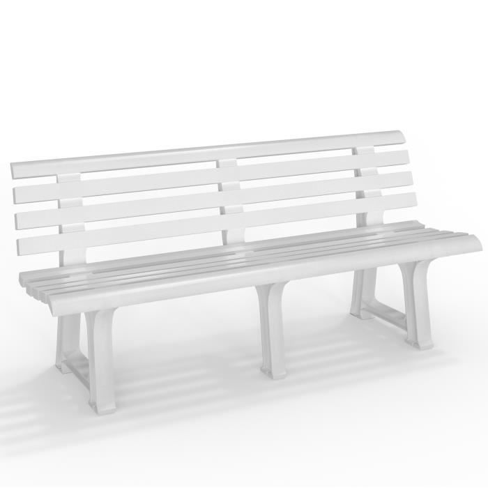 Banc de Jardin Orchidea blanc 3 personnes Banc d'extérieur en plastique 145x49x74 cm Parc jardin terrasse