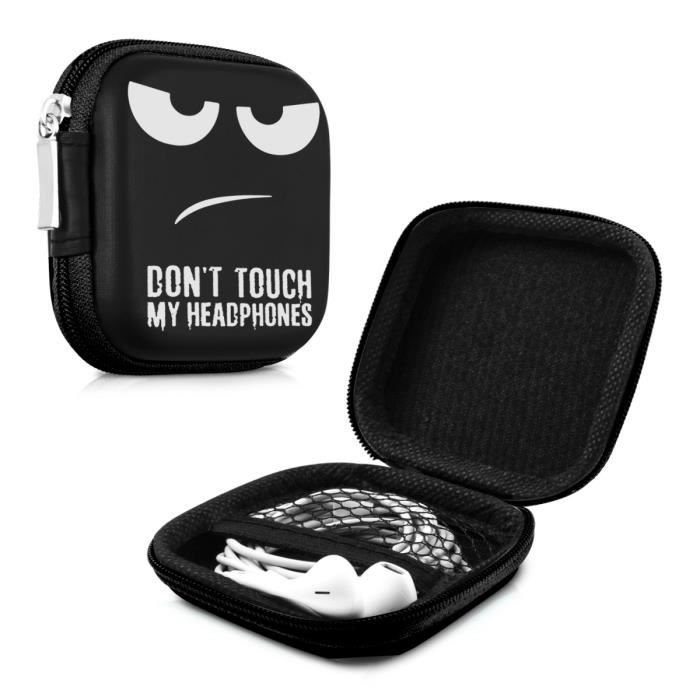 kwmobile Housse rigide pour écouteurs - Sacoche de protection antichoc pour oreillettes avec fermeture éclair et filet intérieur - d