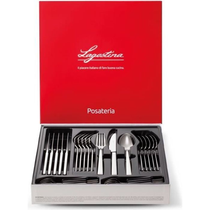 LAGOSTINA Ménagère 24 pièces 014424650524 18/10 gris