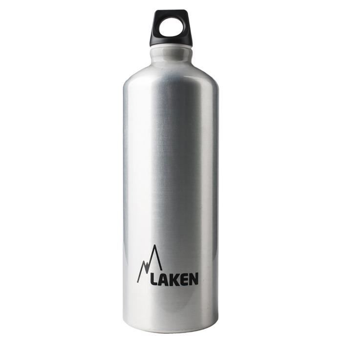 LAKEN Futura Gourde en aluminium coupe ouverture Couvercle à visser avec passant 1L, argent