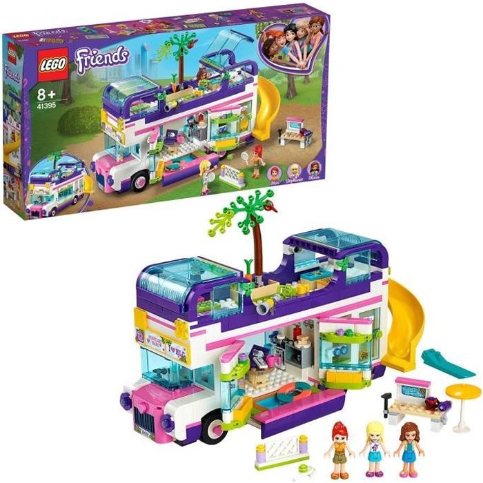 LEGO® Friends 41395 Le Bus de l’Amitié avec Maison de Poupée, Jouet avec Piscine et Toboggan, pour Enfant 8 ans et +
