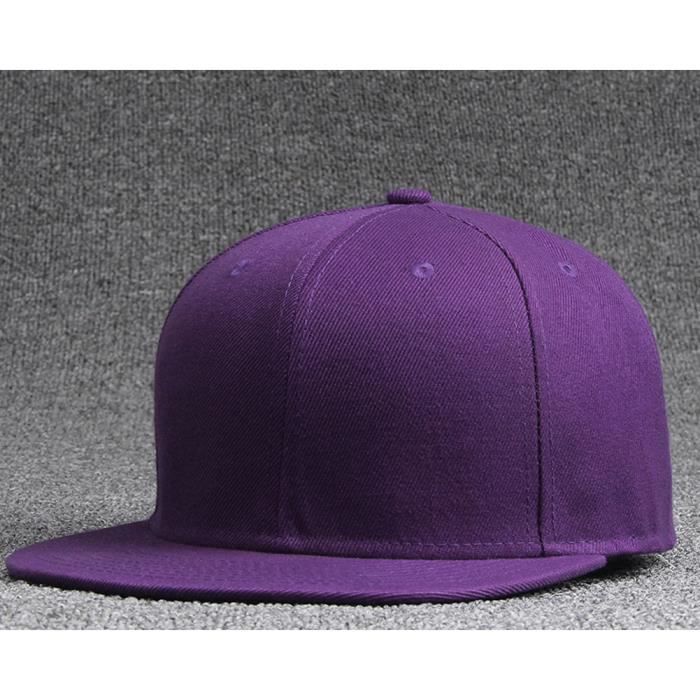 Casquette à Bord Plat de Couleur unie pour Hommes et Femmes Casquette de Vaseball à Bord léger Casquette Hip-hop Violet