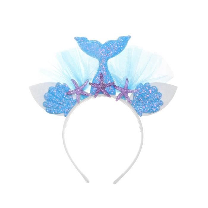 Bandeau de sirène Accessoires de Cheveux de sirène pour Fille (Bleu Ciel)