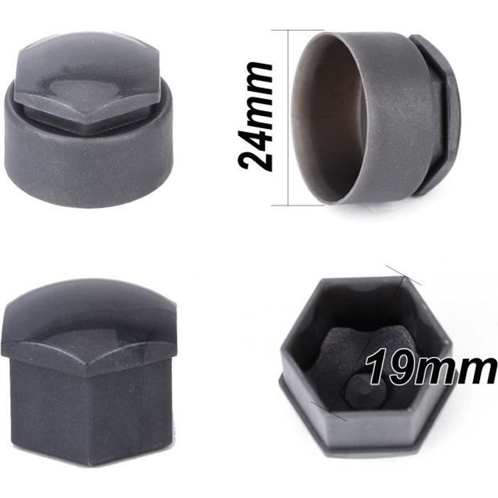 Boulon Ecrou 4x antivol serrure + 16x forme normal 19mm cache ecrou voiture