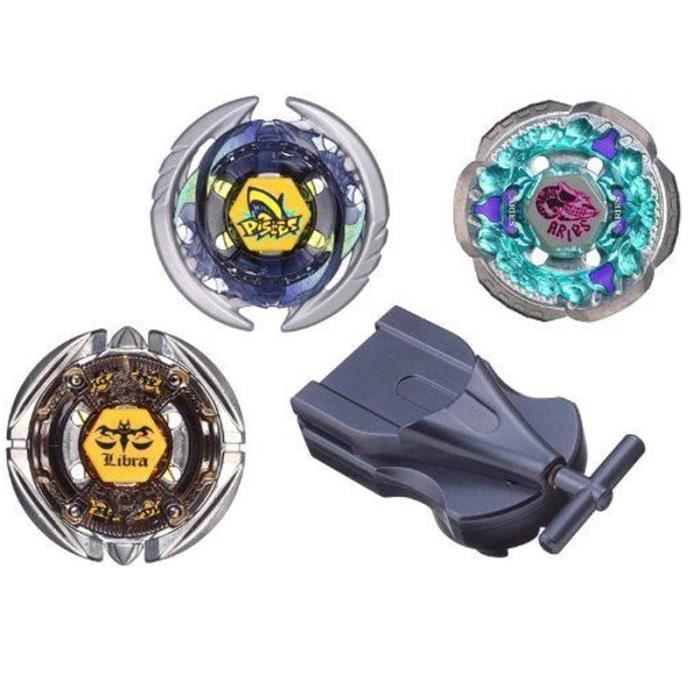 Coffret Rare : Trois toupies Officielles Beyblade Thermal Pisces ET Rock Aries ET Flame Libra - Set avec Lanceur Inclus !