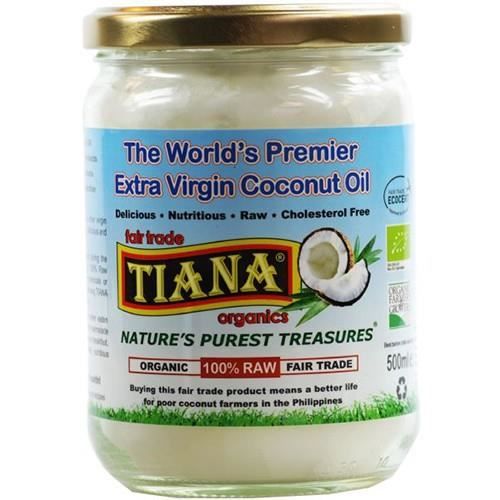 Tiana Raw bio pressée à froid huile de coco vierge 500ml