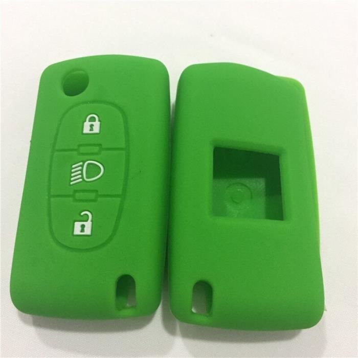 green -Coque de protection en caoutchouc et silicone pour clé de voiture, pour citroën C2 C4 Picasso Xsara C5 C6 C8, télécommande pl
