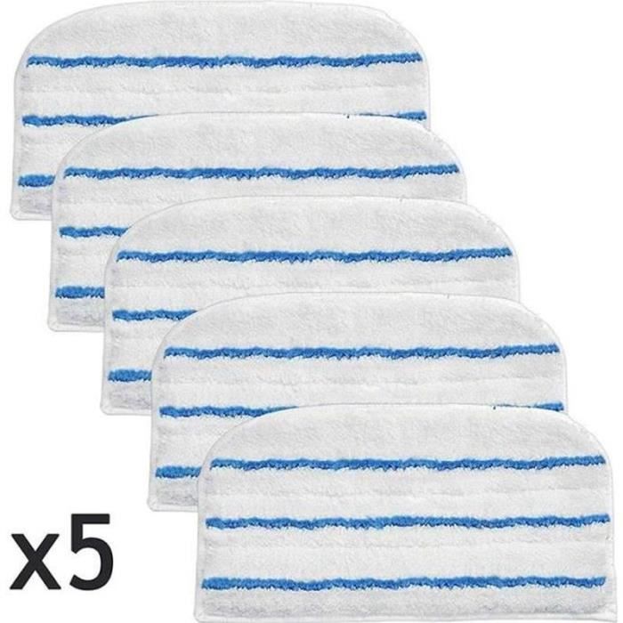 GE17556-FSMP20 Lot de 5 lingettes nettoyage microfibre pour balai vapeur Black Decker, velcro, lavable