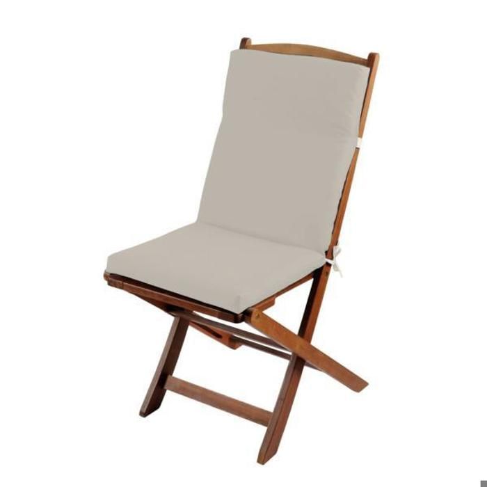 coussin de fauteuil déperlant, naturel, 90 x 40 cm, attache clips + nouettes, 100% polyester