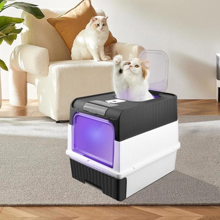 Meilleurs prix pour BELFOYER Bac à litière pour chat - Bac à litière fermé grand espace - anti-désordre - tiroir anti-odeur - 48x35x36cm - Noir