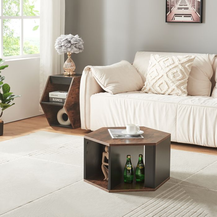 Set de 2 tables basses Molde noir effet noyer