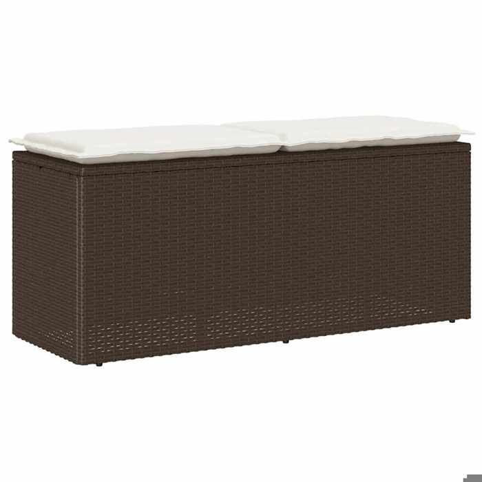 UU NEW* Banc de jardin avec coussin marron 110x40x44 cm résine tressée CHY3186103
