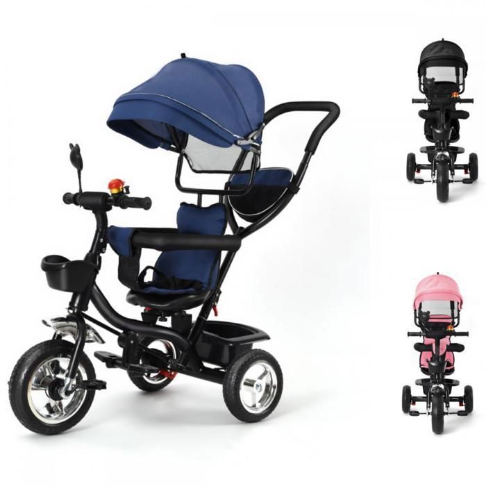 Tricycle évolutif 1-5 Ans – Siège Réversible, Pare-soleil, Guidon Télescopique – Pliable, 3 Modes – Envoi France