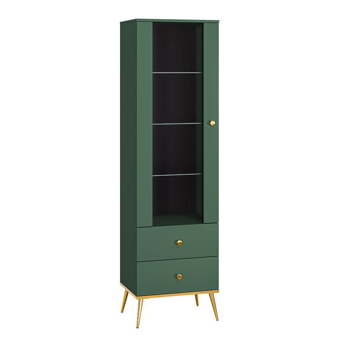 Vitrine 1 porte 2 tiroirs Petits-meubles - Thalia - 55 x 40 x 190cm - Vert Vitrine 1 porte 2 tiroirs Petits-meubles - Thalia - 55 x 40 x 190cm - Vert