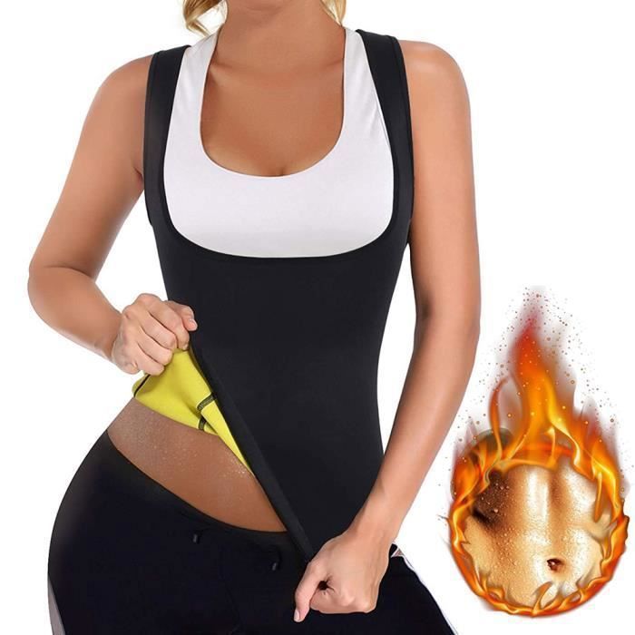 SURENHAP Débardeur Gilet Vest Sweat de sudation Femme Combinaison Vêtement en néoprène amincissant Body Shaper Noir#M