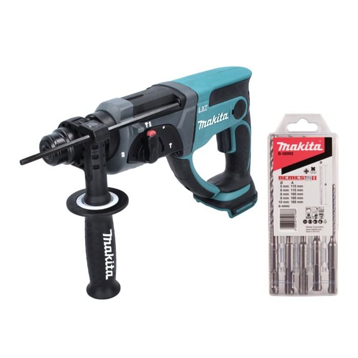 Makita DHR 202 Z Marteau combiné sans fil 18 V 2 0 J SDS Plus + 5 pcs. jeu de forets sans batterie sans chargeur - vue 2