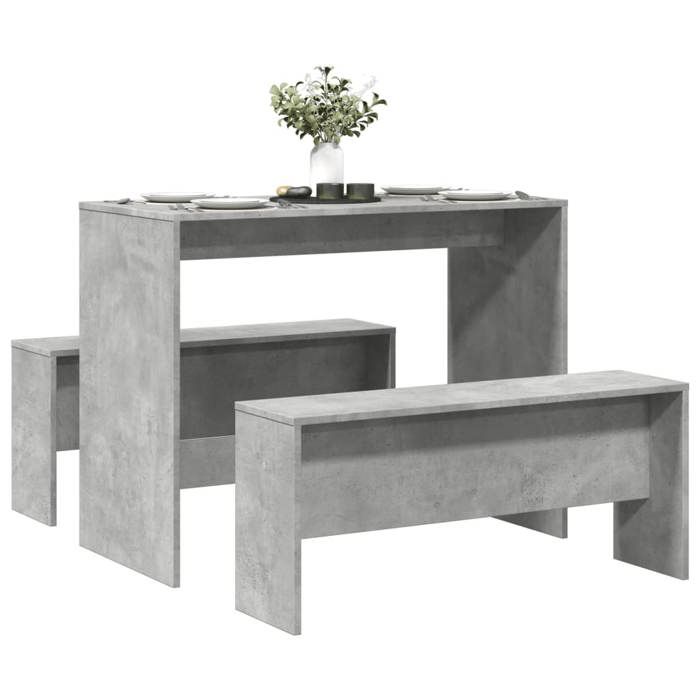 SALE 2025Ensemble table à manger et bancs 3 pcs - Table et 2 Chaises de Repas - bois dingénierie 28 3 Kg 7884