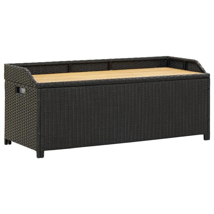 Banc de rangement jardin - vidaXL - 120 cm - Résine tressée - Noir