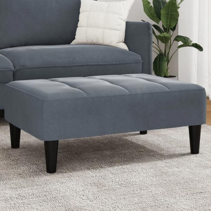 vidaXL Repose-pied gris foncé 77x55x31 cm velours tabouret tabouret de canapé siège de salon pouf repose-pied en tissu