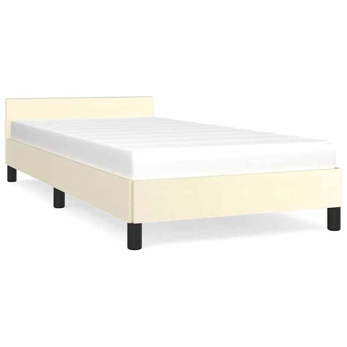 Simple LIT - SOLOMON - Cadre de lit 1 PLACE - avec tête de lit sans matelas - crème 90x200 cm FR1360
