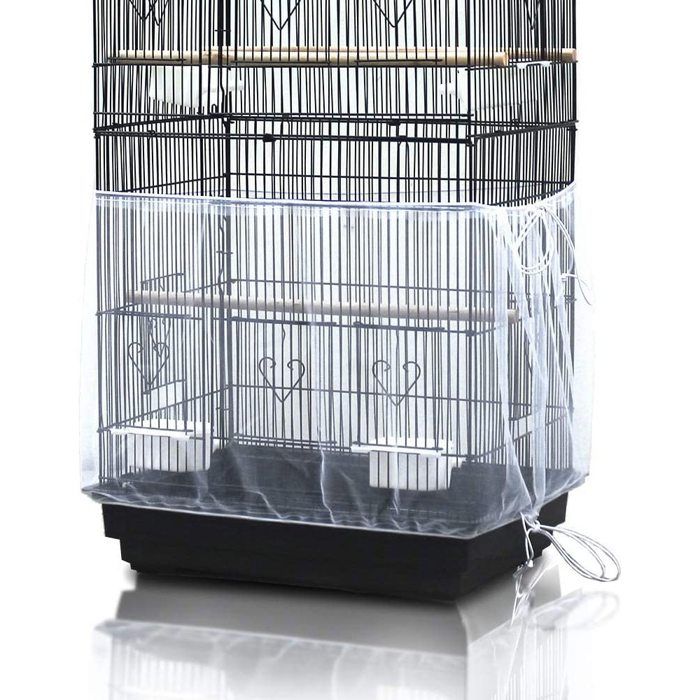 Comparer les prix de Housse universelle pour cage à oiseaux avec filet anti-graines - Jupe de cage pour perroquet - Blanche (Cage non incluse) Label